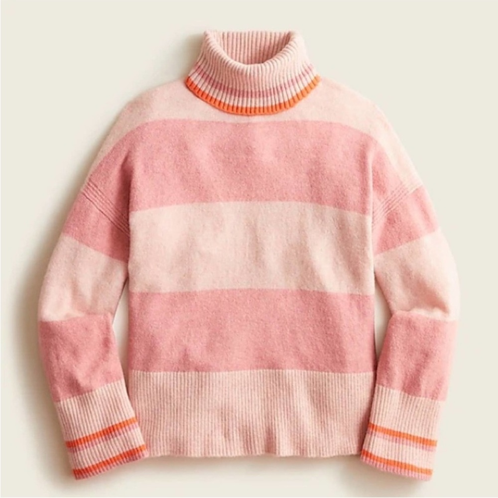 J.Crew Wool Blend Pink Stripe Turtleneck XS